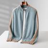 Men'S Half-Turtleneck 100% Pure Wool Thickened Cardigan, Commuter-Style Zip-Up Knit Cardigan, Loose Plus-Size Jacket