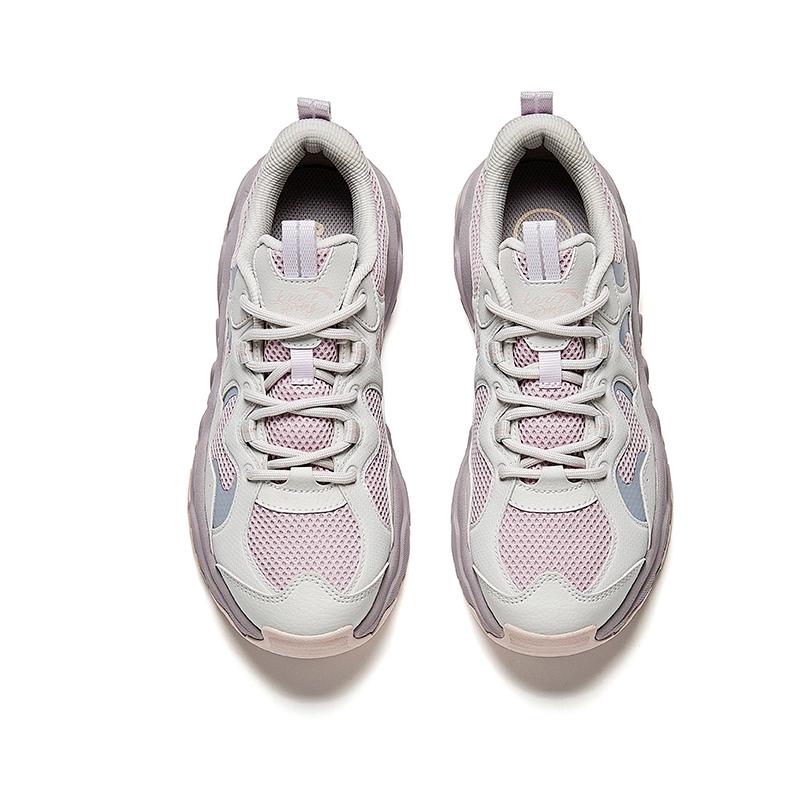 Anta Comfortable Trendy Slip-Resistant Breathable Low-Top Dad Shoes Women Sneaker Gray Pink Purple 922528822-3