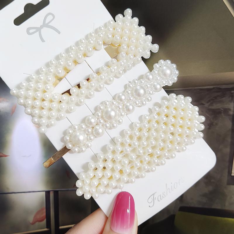 Pearl Hair Clip For Women Korean 3/4pcs Geometric Hairpins Set Hair Berrettes Girl Hairgrip Side Clip Hair Accessories