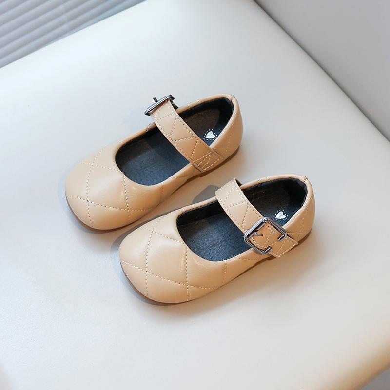 

Girls Leather Shoes Round Toes Soild Color Kids Flat Shoes Non-slip Soft Sole 2025 New Children Princess Shoes Hook&loop Comfort 23 хаки