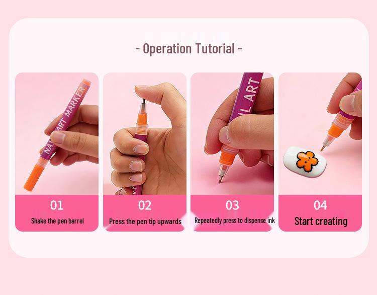 Cross 0.5mm Nail Art Pen Set - 12 Colors for DIY Dotting, Painting & Graffiti