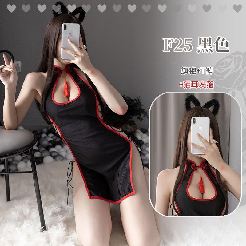 Style Bell Sex Underwear Vintage Cheongsam Wind High Split Women's Sexy Spicy Uniform Temptation Suit