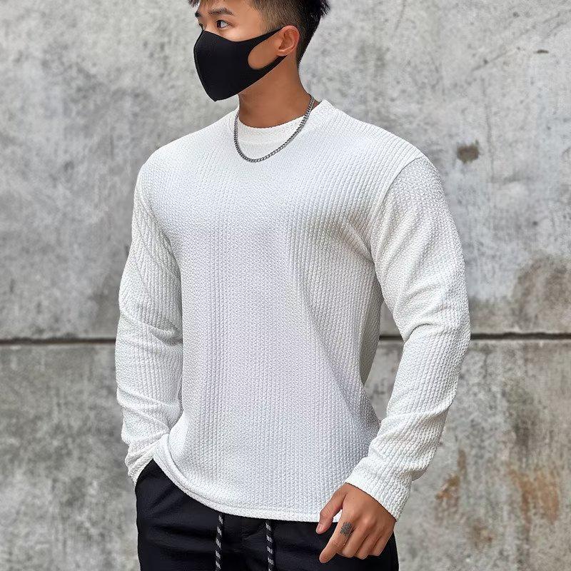 

Мужская эластичная футболка с круглым вырезом и длинным рукавом для спорта - Дышащая, не мнущаяся, однотонная для бега и тренировок XL белый