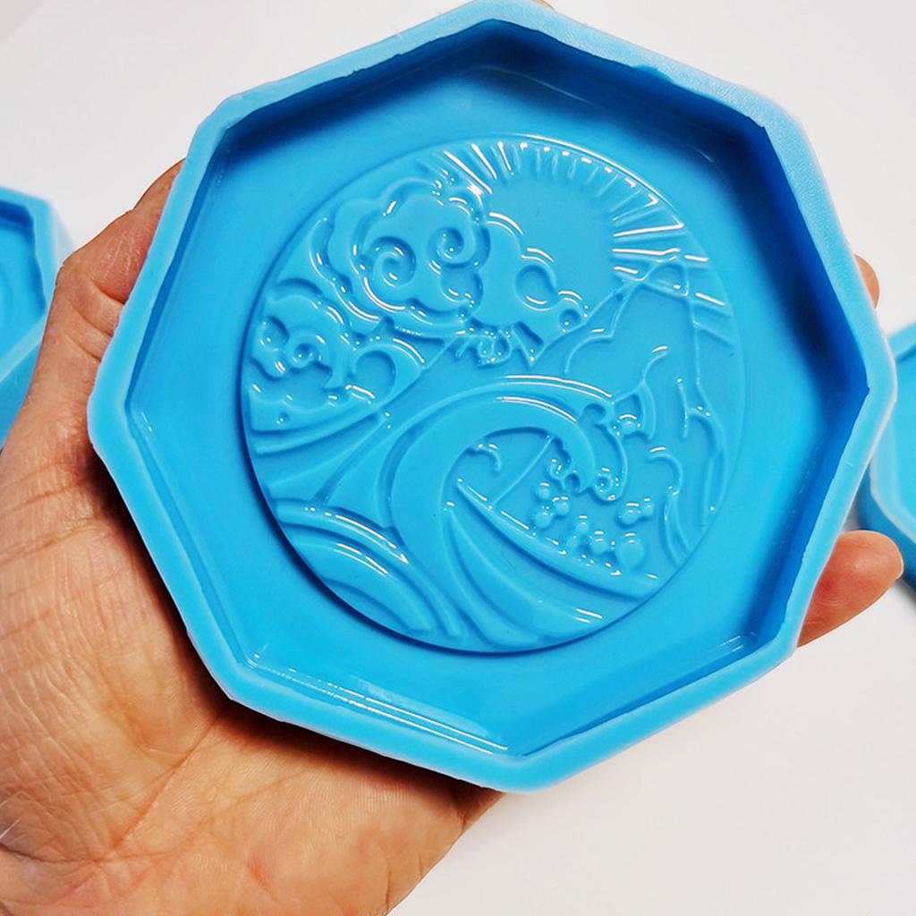 For Creative New Year Totem Coaster UV Crystal Epoxy Resin Mold Cup Mat Pad Silicone Mould DIY Crafts Home Decoration Mo