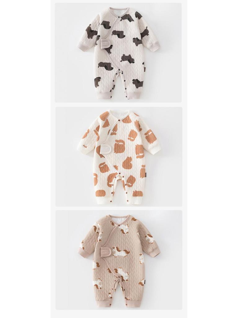 Baby Butterfly Three-Layer Warm Crawling Jumpsuit - Boneless, All-Season Newborn Clothing