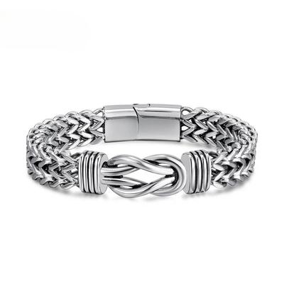 Titanium Steel Rough Double-Row Chain Magnetic Buckle Bracelet Hip-Hop Wind Stainless Steel Bracelet Men