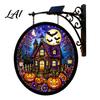 Waterproof Yard Sign Solar Halloween LED Hanging Light Outdoor Lighted Festive Path Lights Decor for Porch Garden Halloweens Party Wall Ornament
