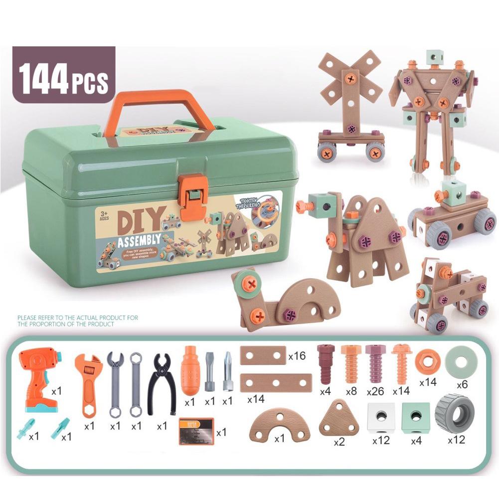 Kids Tool Set 120PCS/144PCS Toddler Tool Set With Electronic Toy Drill & Hand Tool Pretend Play Toy Gifts For Boys Girls
