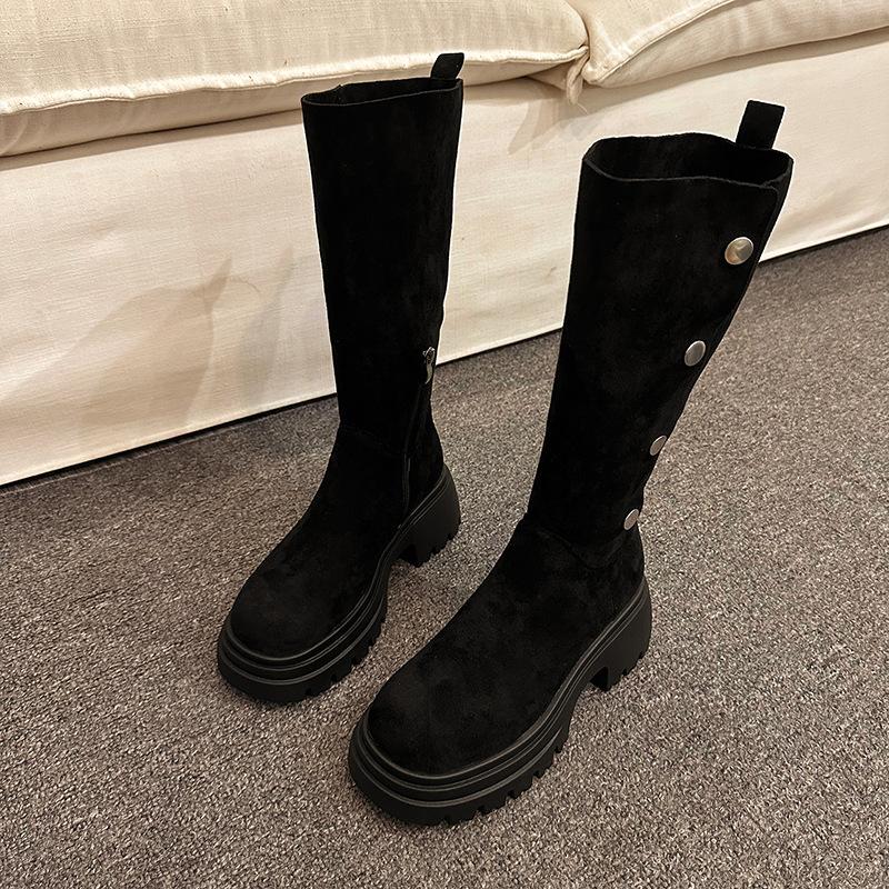 

Design sense thick-soled heightening boots women s new two-wear retro versatile and thin knight boots in autumn and winter 2025 35