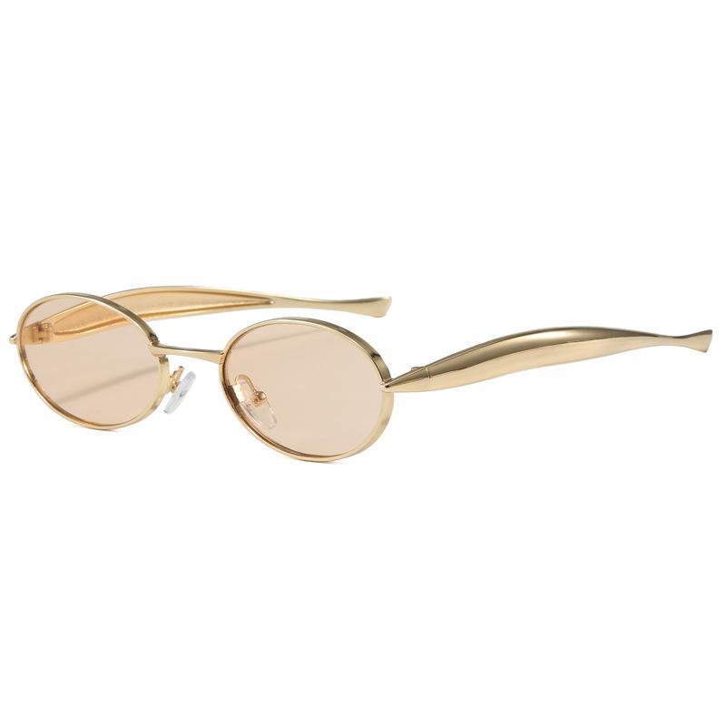 New European and American sardines metal glasses legs sunglasses fashion oval small frame sunglasses trendy sunglasses big name
