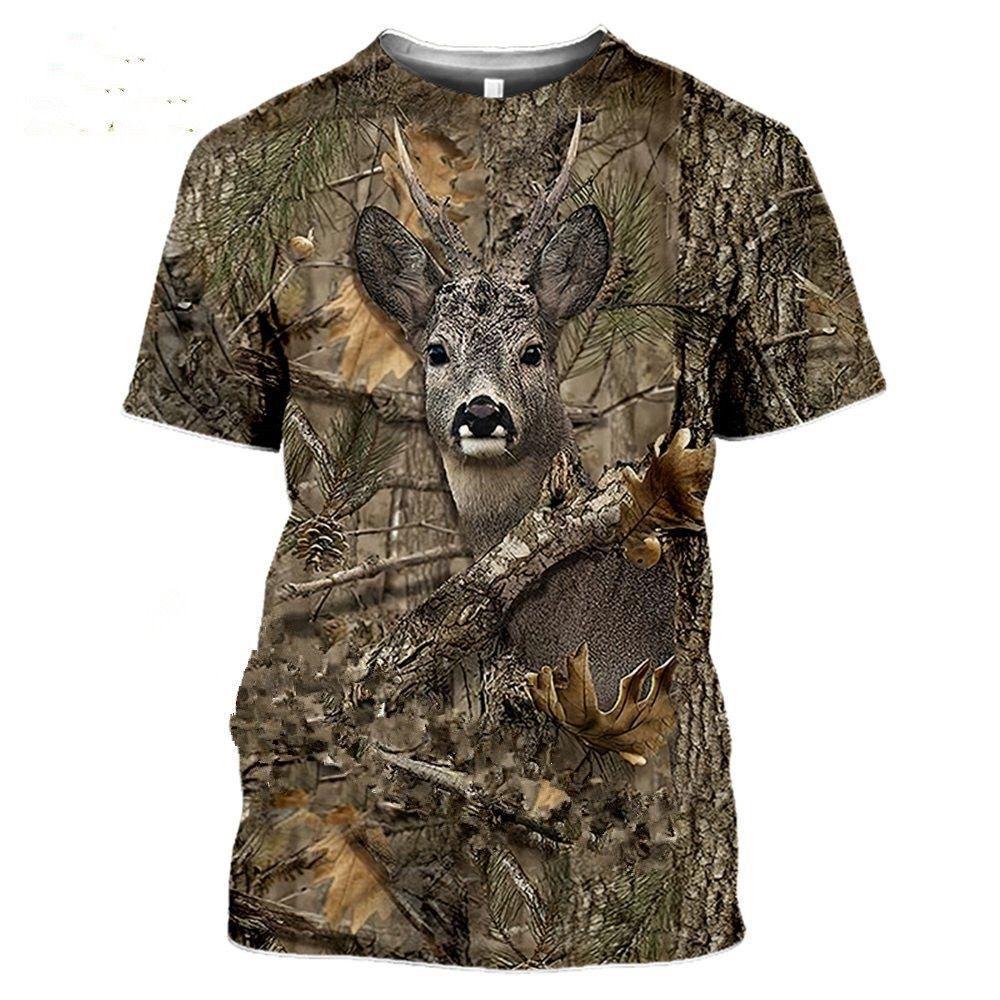 Spring/Summer Cross-border European and American Outdoor Jungle Camouflage Animal T-shirts for men and women, sports casual short-sleeve for students