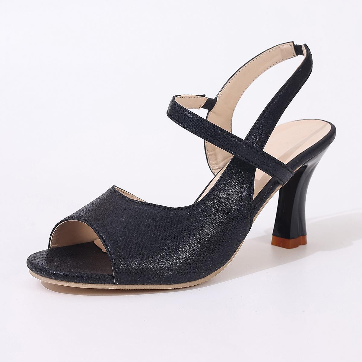 

Новые летние дышащие женские туфли Черные легкие босоножки с открытым носком Модные туфли-лодочки с круглым носком Повседневная и удобная обувь 42 чёрный