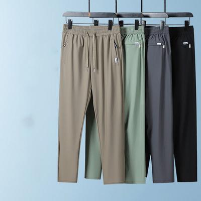 Ice Silk Pants Men's Summer Quick Drying Loose Straight Leg Pants High Elasticity Sports Pants Jogging Casual Pants