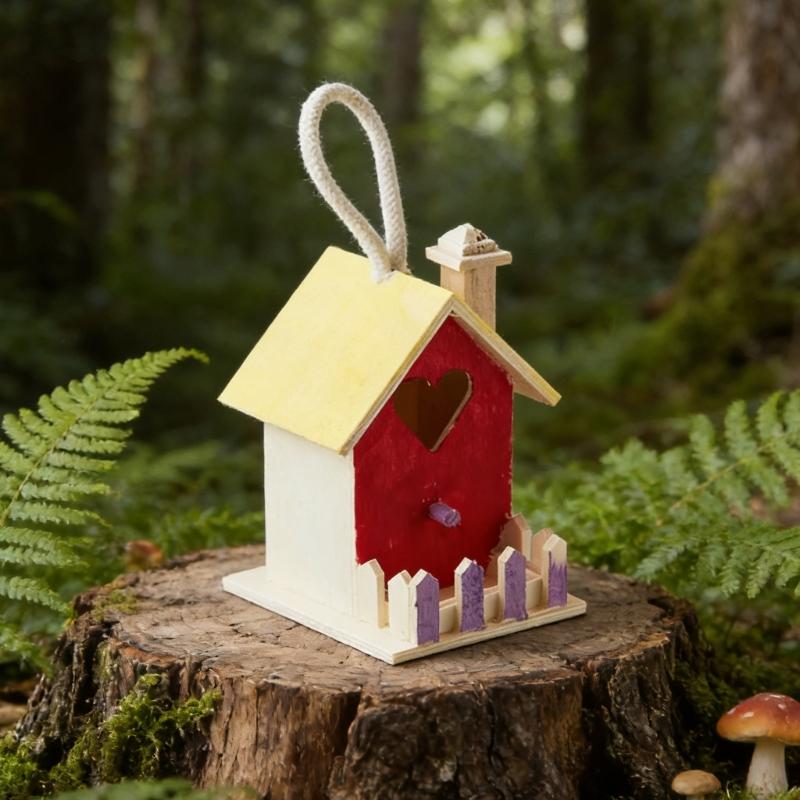 Small Wooden Bird Nest Breeding Box For Courtyard And Terraces Decoration Safe Shelter House For Feathered Bird