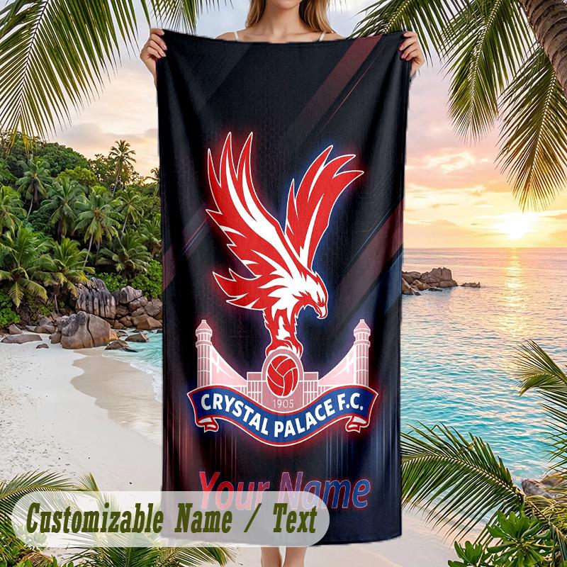 Beach Towel Crystal Palace Print Custom Name Text Soft Towel for Swimming Pool