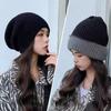 Double-sided Pile Cap, Thickened Warm Knitted Cap For Girls, Student Couple Woolen Cap, Big Head Circumference Postpartum Cap.