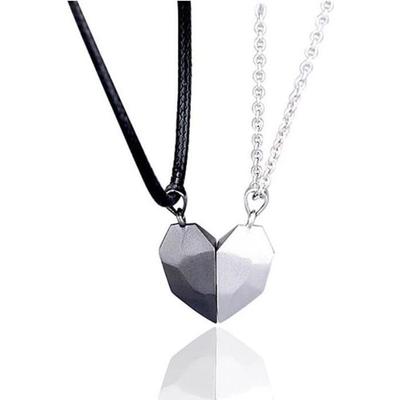 Couple Necklace Magnetic Heart - Silver
