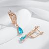 Kienl   Rose Gold Color Animal Drop Earring For Women Vintage Blue Natural Zircon Long Earring High Quality Daily Jewelry