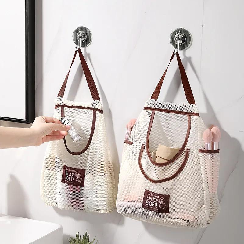 1/2pcs Breathable Mesh Storage Bag Kitchen Wall Hanging Organizer Bag for Garlic Potatoes Onions Storage Bag Multifunction