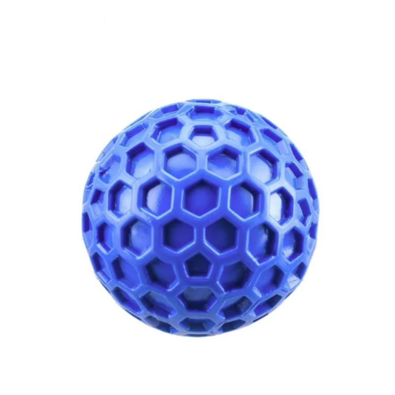 Interactive Dog Toys Throwing Sound Honeycomb Natural Rubber Bite Resistant Teething Pet Ball Clean Teeth Chew Toy for Dogs 5.5CM синий