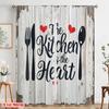 2pcs,2D plane printing Popular Curtains Heart of Kitchen Durable 100% Polyester Fabric (without rod) Decorations Inside Use for