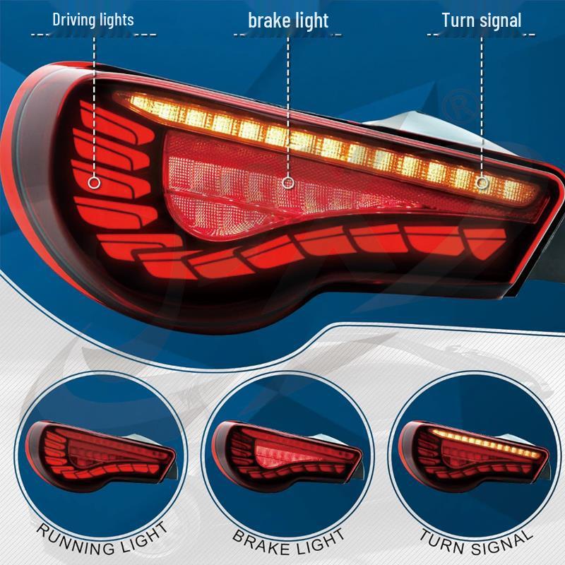 Compatible Taillight Assembly for Toyota 86/Subaru BRZ: LED Daytime Running Lights, Flowing Turn Signals, Dragon/Fish Scale Design