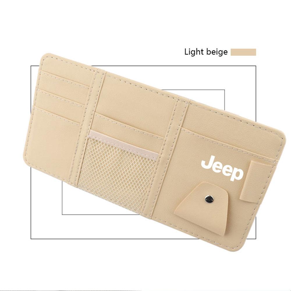 Car Sun Visor Storage Bag Glasses Clip Sunglasses Card Key Phone Holder For JEEP Grand Cherokee Renegade Compass Wrangler Trail AKV1