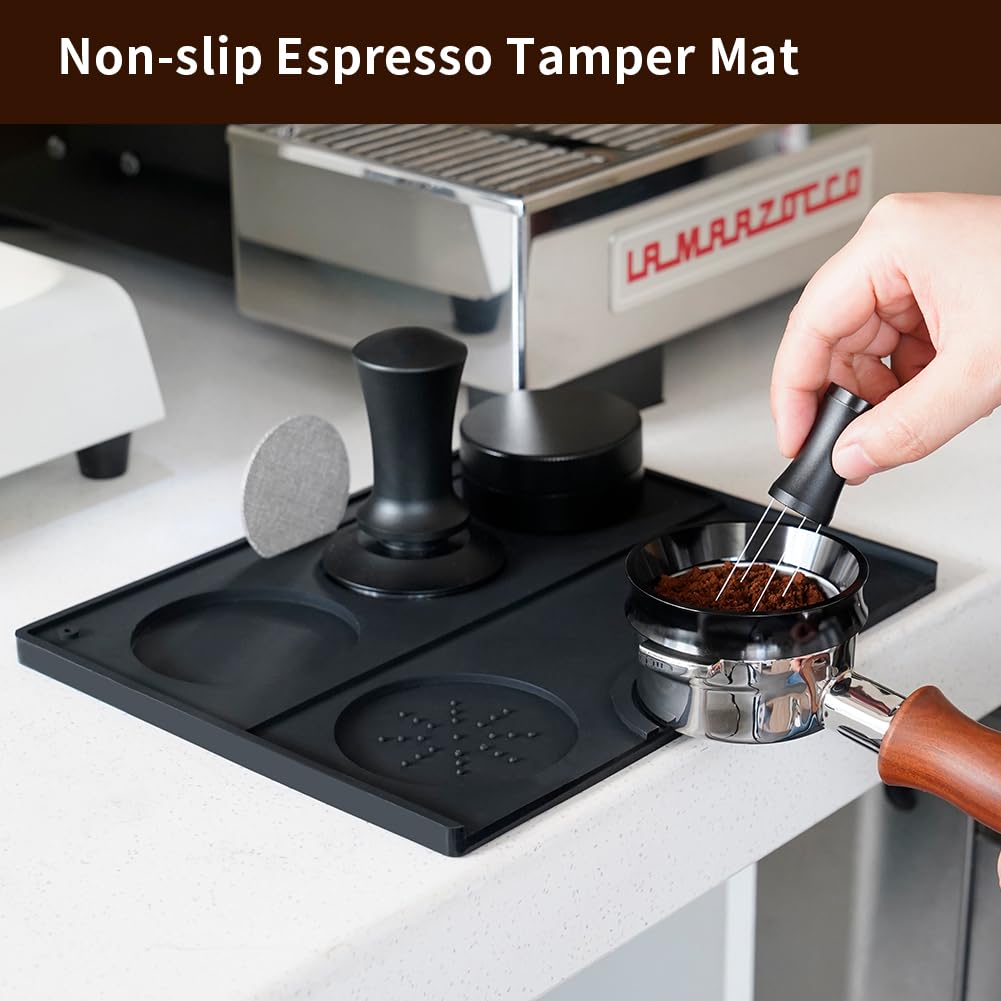 Watchget Silicone Tamper Mat, Espresso Tamping Mat, Coffee Tamper Tool, Stand Tamping Station, Coffeeware Accessories, Non-Slip, Washable, 25 X 20cm