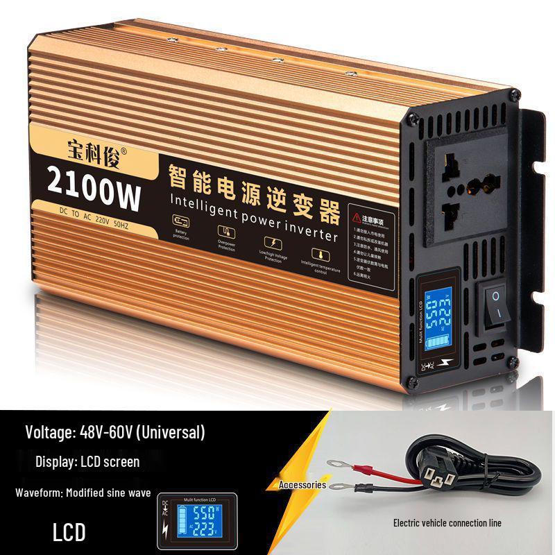 High-Power Pure Sine Wave Car Inverter: 12V/24V to 220V for Vehicle and Household Battery Conversion
