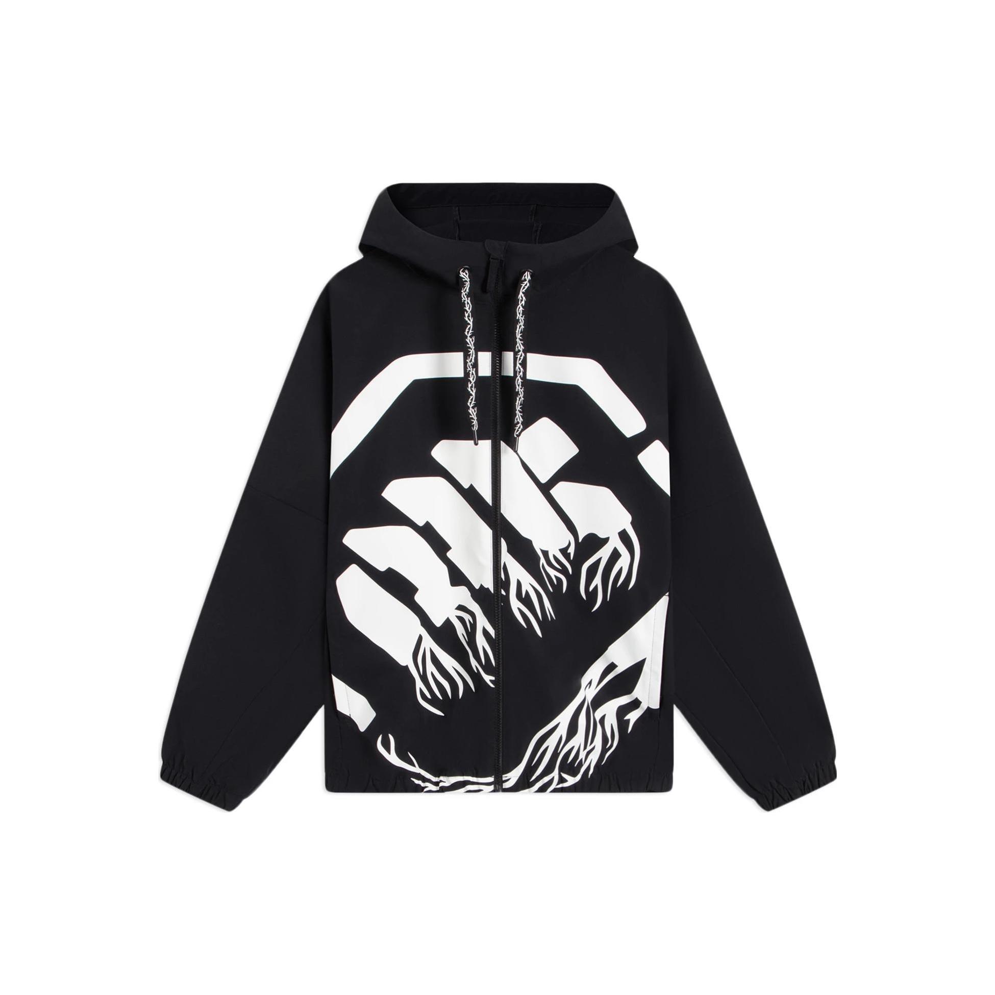 Li-Ning BadFive Big Logo Full Zip Hooded Jacket Black White Men s AFDS569-4 M