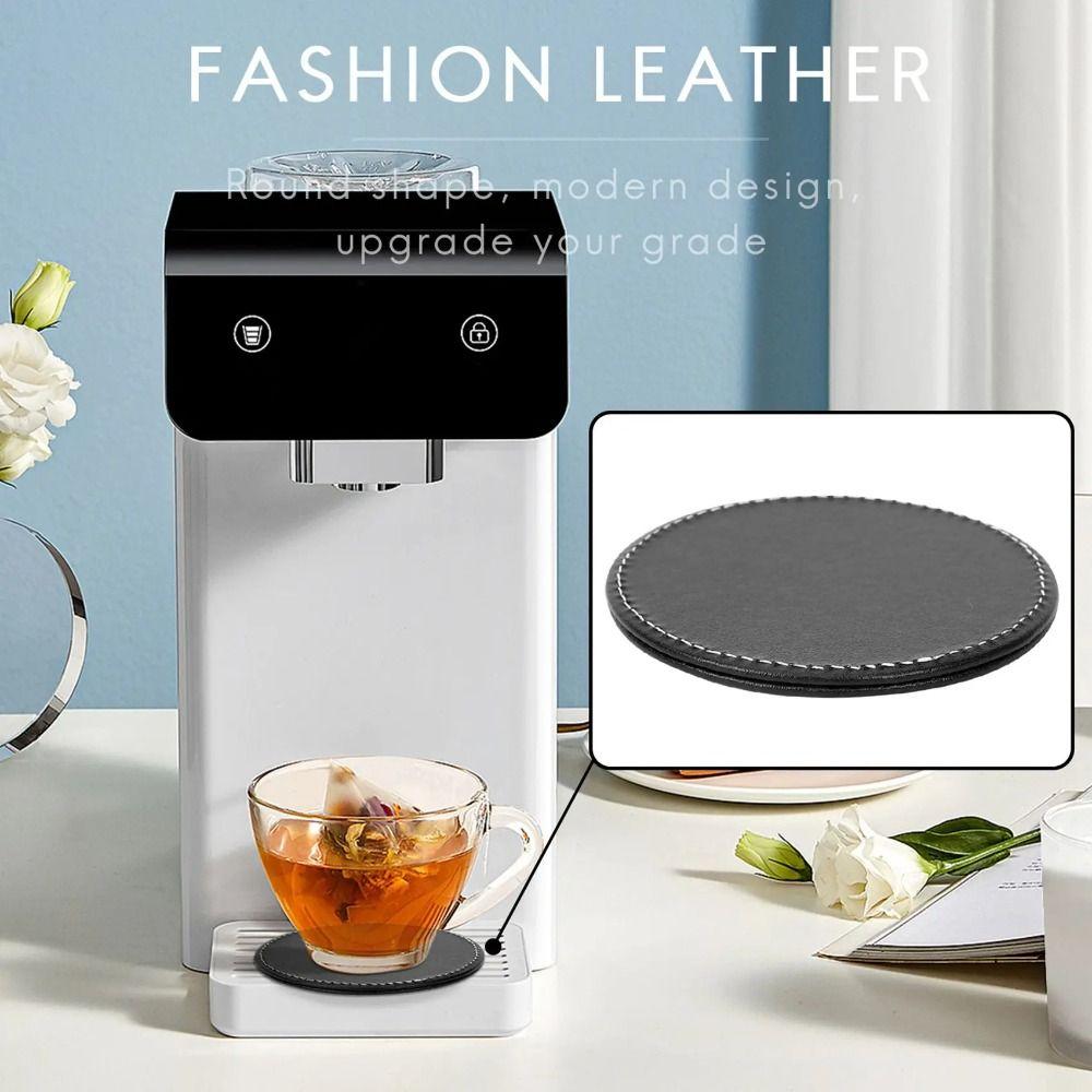 6Pcs Heat-resistant Leather Coaster Business Round/Square Drink Mat  Afternoon Tea Mug