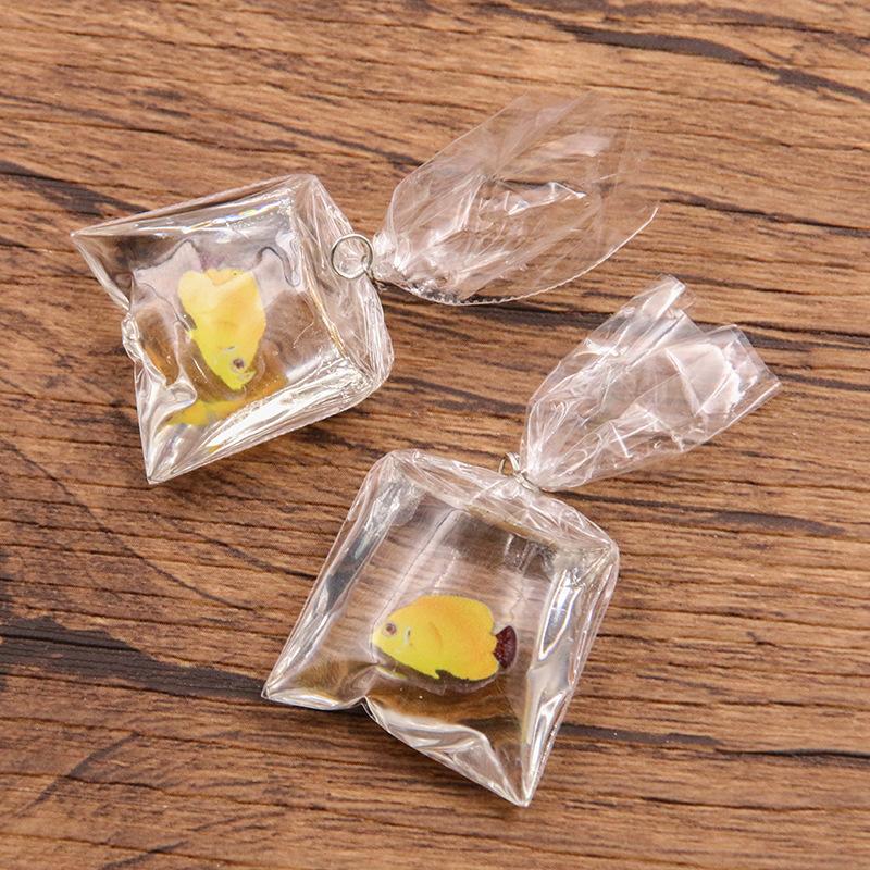 1Pcs 24*53MM DIY Transparent Resin Simulation Goldfish Pendant Jewelry