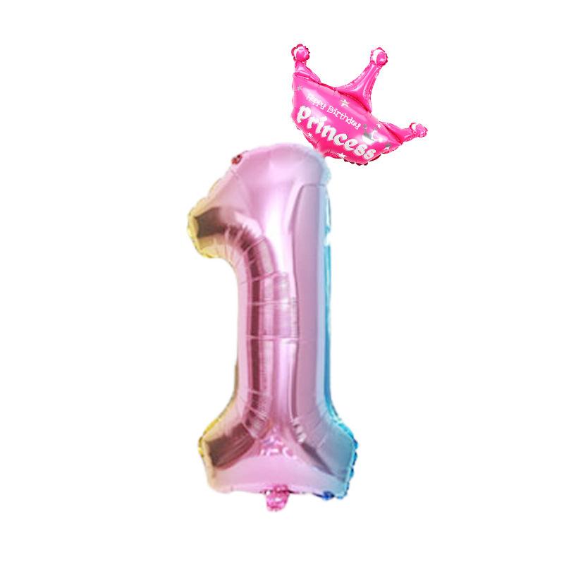 32 Inch Gradual Change Digital + Crown (Independent Packaging) Digital Road Lead 0-9 Aluminum Foil Balloon Birthday Anniversary Celebration