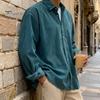 Formal Men Dress Shirt Corduroy Button Down Long Sleeve Lapel Classic Solid Loose Fit Casual Color Jacket for Work Dating Street Wear