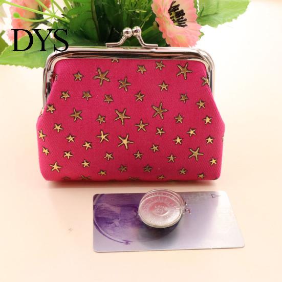 Lipstick Sample Holder Golden Star Coin Purse, Women Denim Change Kiss Retro Style Pouch Lock Closure for Folded Cash Coins Cards Bag