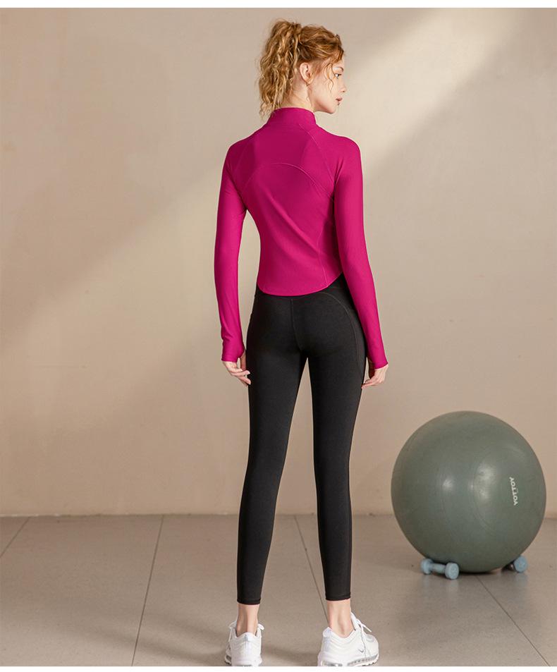 Women's Slim Fit Stand Collar Long Sleeve Yoga Jacket - New Style Sports Cardigan for Running and Outdoor Fitness