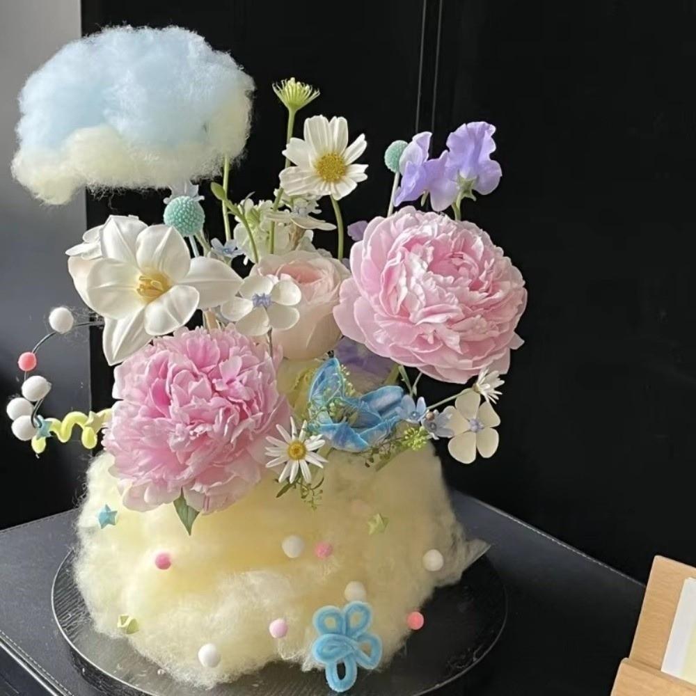 DIY Wrapping Colorful Fluffy Cloud Cotton Handmade Floral Decoration Materials Bouquet Packaging 25x80cm Gift Packaging