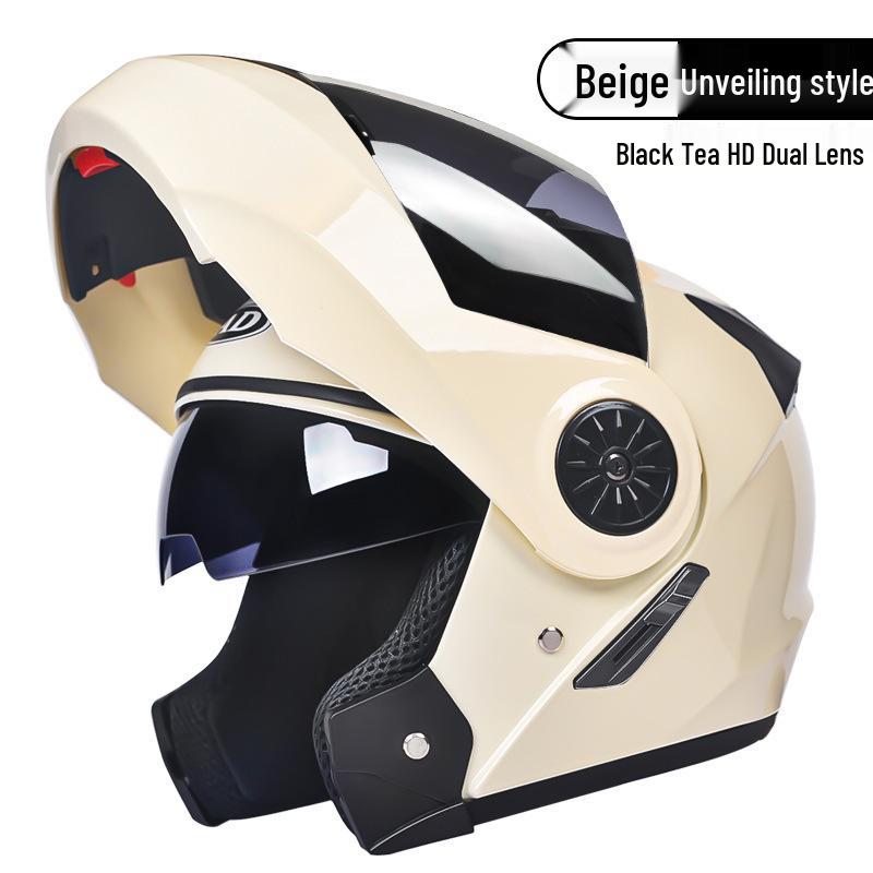 3C Certified Flip-Up Motorcycle Helmet with Dual Mirrors for All Seasons - Unisex Full Face Design for Winter