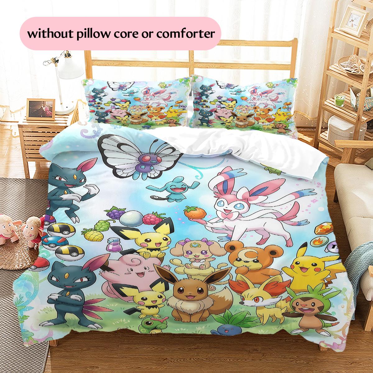 

Pokemon World Gathering Pattern Bedding Home Decoration Festival Gift (1 * duvet cover + 2 * pillowcase, without core) 135x200cm