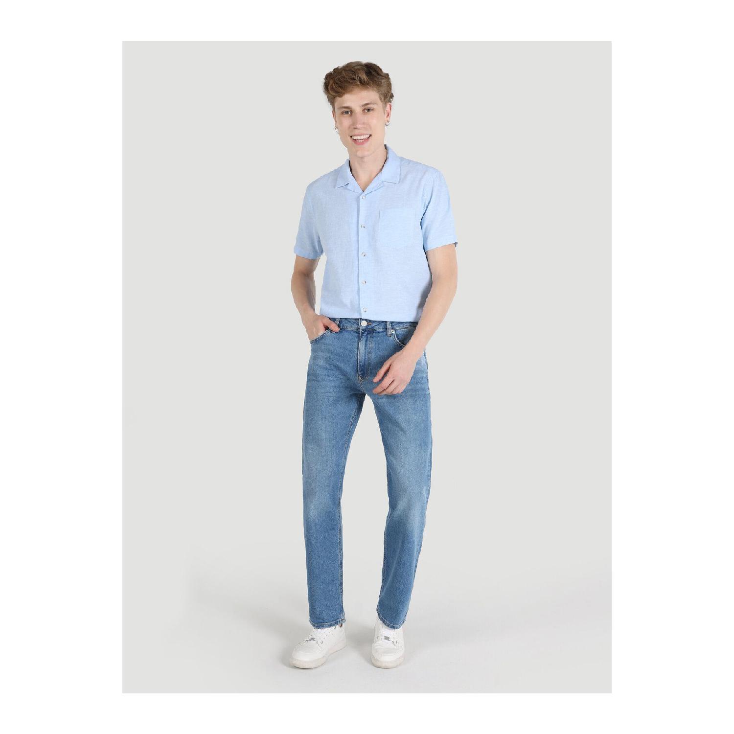 

045 David Regular Fit Синие мужские брюки прямого кроя с нормальной талией
