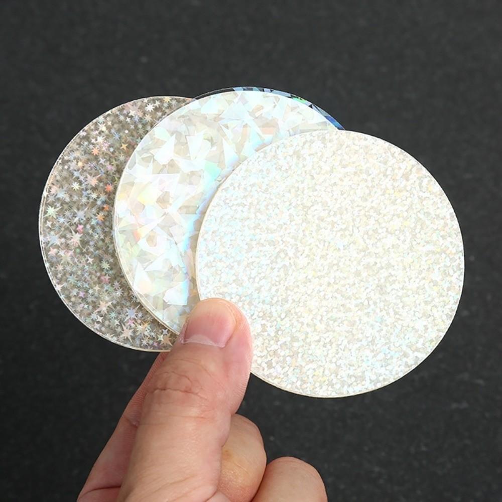 100 Pièces Couvertures de Badges Rondes Film Laser Motif Étoile PVC Transparent Film pour Badges Multiples Styles Fabrication DIY