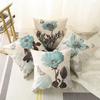 4PC Linen Cushion Cover for Home Decoration, Sofa, Bedroom, Car Pillow Cover (blue Flower, 40x 40)