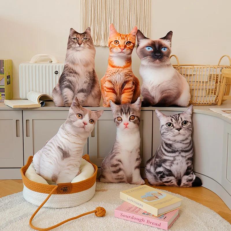 Niedliche lebensechte 3D Katzen Plüschtiere Stofftier Weiche Tierpuppe Simulation Schlafkissen Sofakissen Zeichentrickpuppe Heimdekor Geschenk