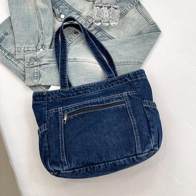 Jeanstasche Lässige Künstlerische Einfache und Großvolumige Tragetasche Modische und Retro Einzelschulter Damenhandtasche