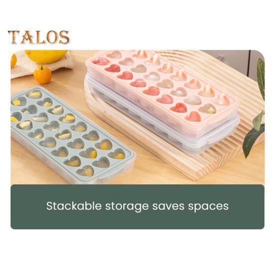 Ice Grid Mould Heart-shaped Ice Lattice Mold with Lid Stackable Easy To Remove Food Grade Silicone Tray Ice Cube Maker