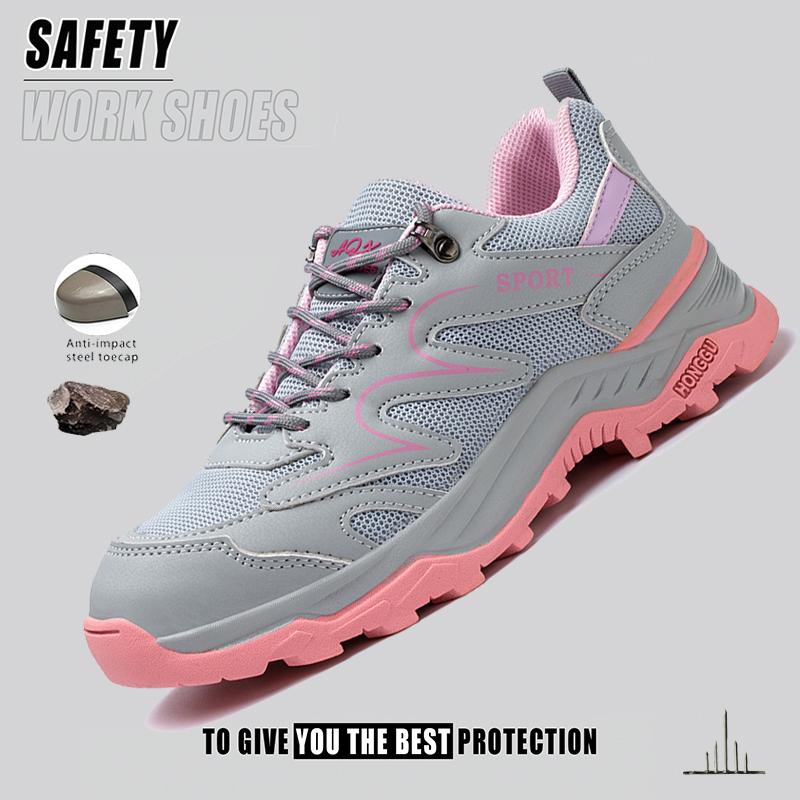 Breathable Women Safety Shoes Lightweight Protective Hiking Sneakers Steel Toe Wear-Resisting Indestructible Safety Work Shoes