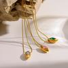 Star Zircon Drop Pendant Necklace With Gold Plated Stainless Steel For Daily Wear