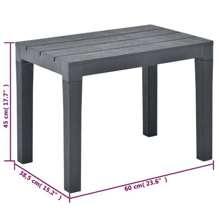 Banc de jardin - vidaXL - Anthracite - Plastique - 60x38,5x45 cm - Résistant aux intempéries