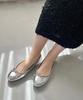 Ballet flats, pumps for women, cushioned, flat, round toe, ribbon, large and small sizes, cute and stylish, black, R-4006