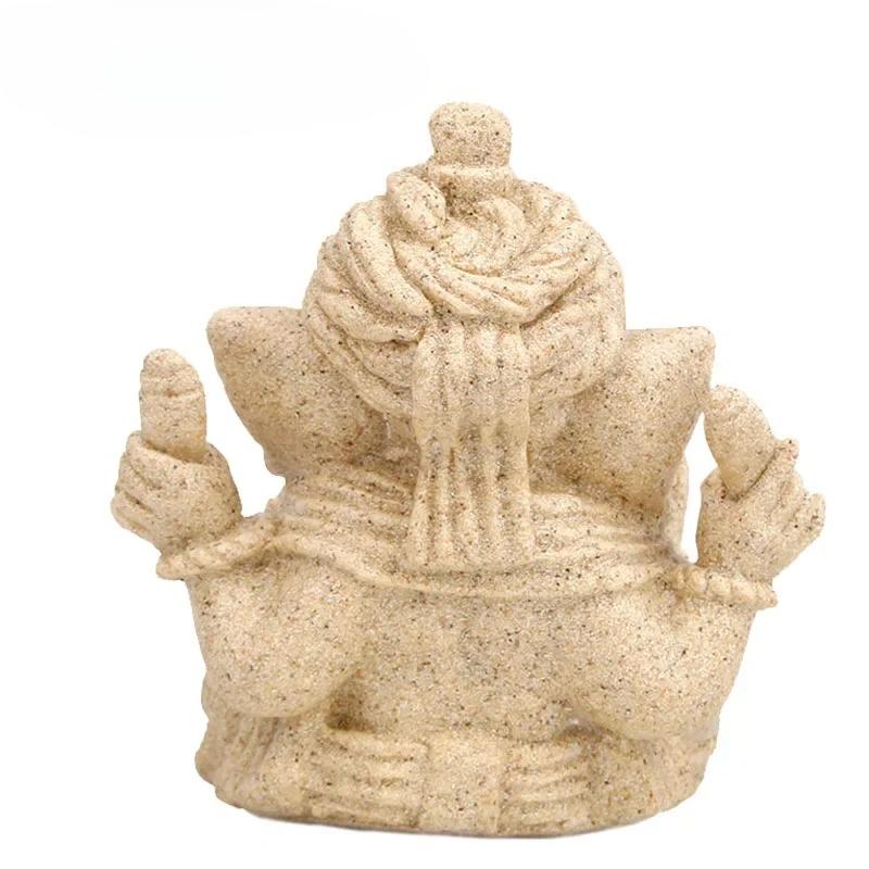 Sandstone Ganesha Statue Hand Carved Elephant God Sculpture Indian Divine Blessing Decor Yoga Meditation Altar Centerpiece